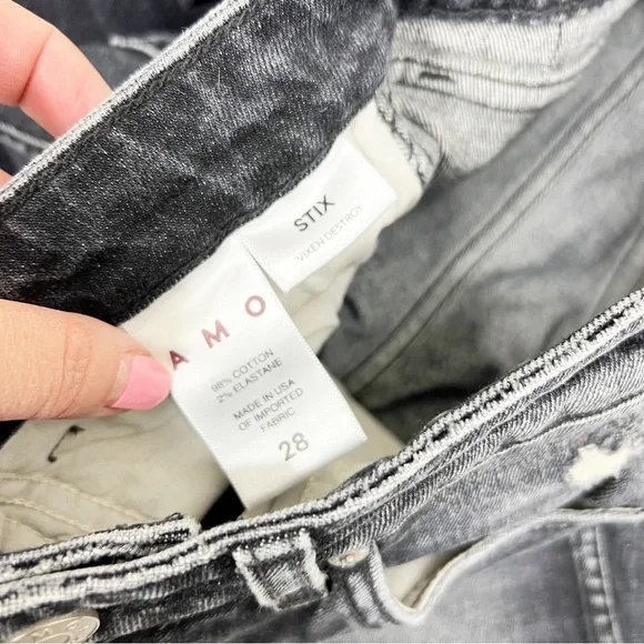 AMO Stix Vixen Destroy Distressed Gray Jeans Revolve Size 28 - Picture 4 of 8